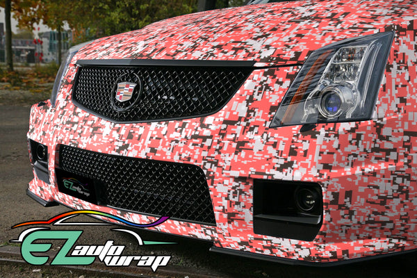 Camouflage Digital Red Vinyl Wrap