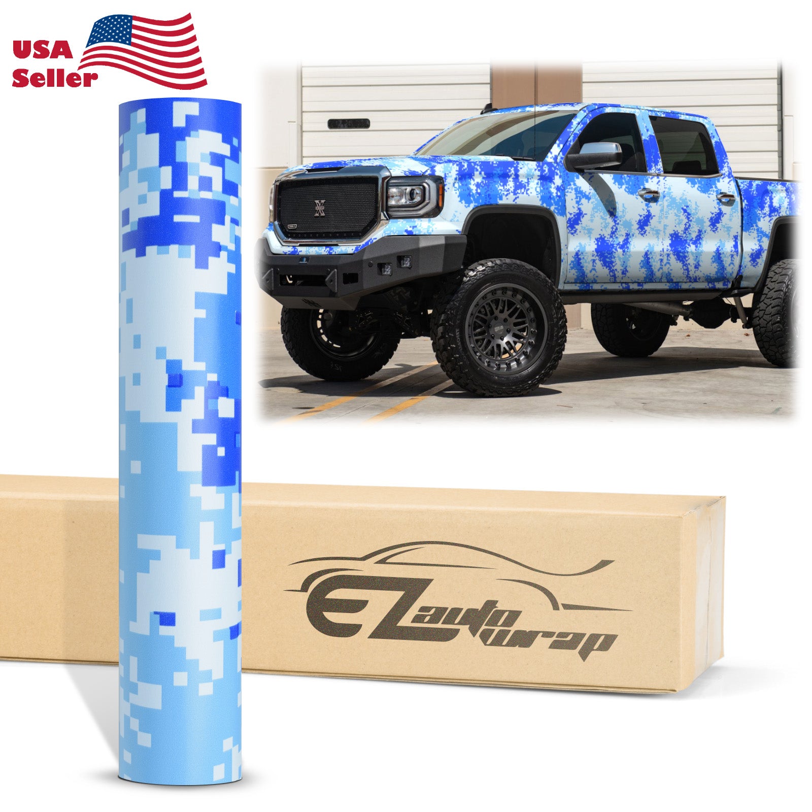 Camouflage Digital Sky Blue Vinyl Wrap