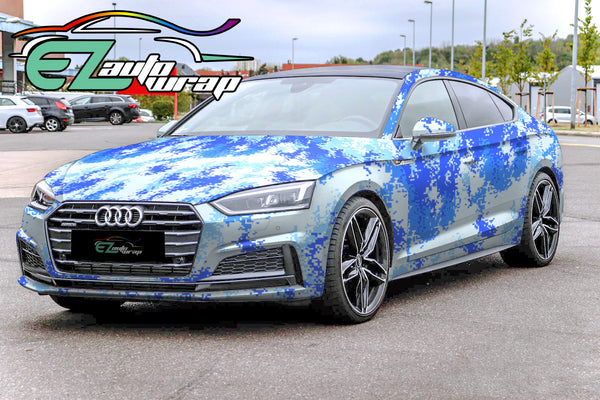 Camouflage Digital Sky Blue Vinyl Wrap