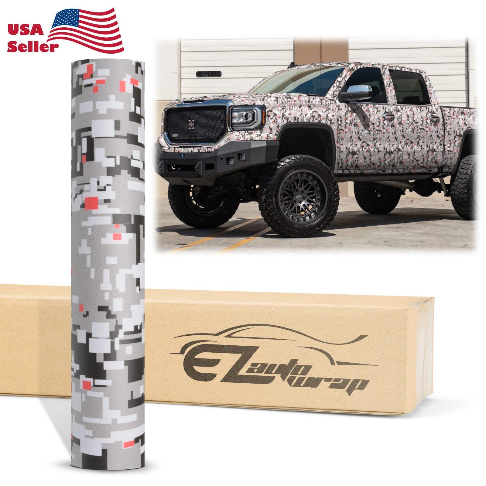 Camouflage Digital Urban Red Vinyl Wrap