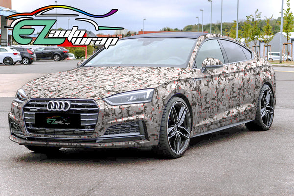 Camouflage Digital Urban Red Vinyl Wrap