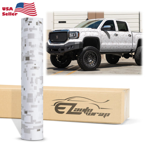 Camouflage Digital White Vinyl Wrap