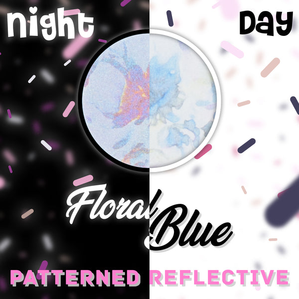 ESSMO™ Floral Blue Reflective Heat Transfer Vinyl HTV PR33