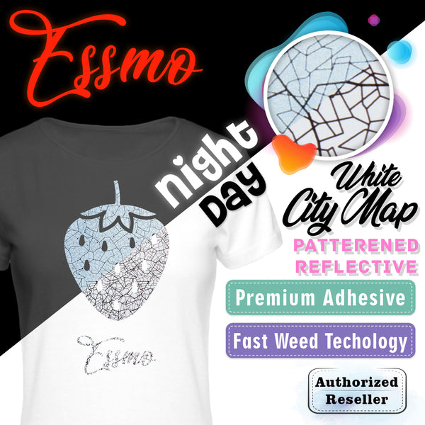 ESSMO™ White City Map Patterned Reflective Heat Transfer Vinyl HTV PR04