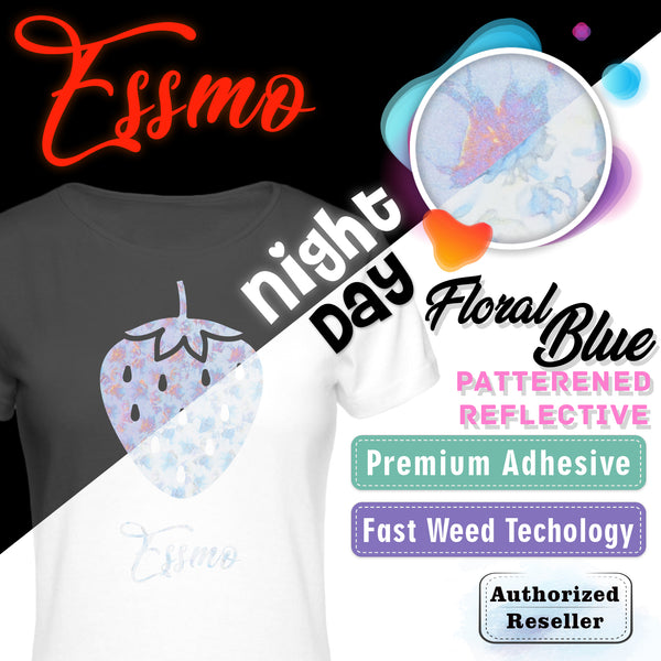 ESSMO™ Floral Blue Reflective Heat Transfer Vinyl HTV PR33