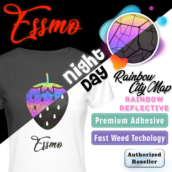 ESSMO™ Rainbow City Map Rainbow Reflective Heat Transfer Vinyl HTV RR02