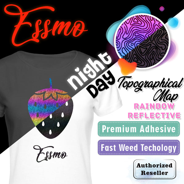 ESSMO™ Topographical Map Rainbow Reflective Heat Transfer Vinyl HTV RR08