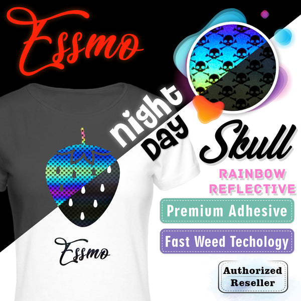 ESSMO™ Skull Rainbow Reflective Heat Transfer Vinyl HTV RR09