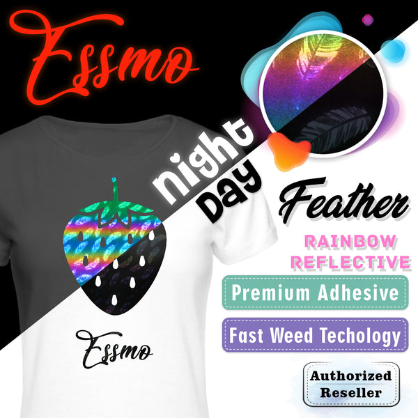 ESSMO™ Feather Rainbow Reflective Heat Transfer Vinyl HTV RR13