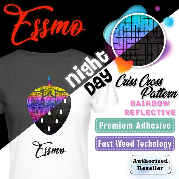 ESSMO™ Criss Cross Pattern Rainbow Reflective Heat Transfer Vinyl HTV RR20