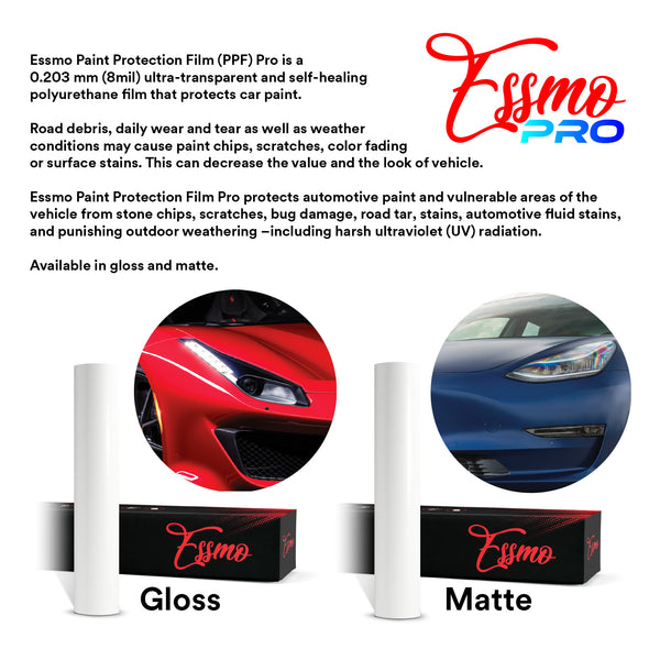 ESSMO™ PPF Paint Protection Film Pro Gloss Clear TPU 60"(inches) Wide Invisible Scratches Shield Wrap DIY