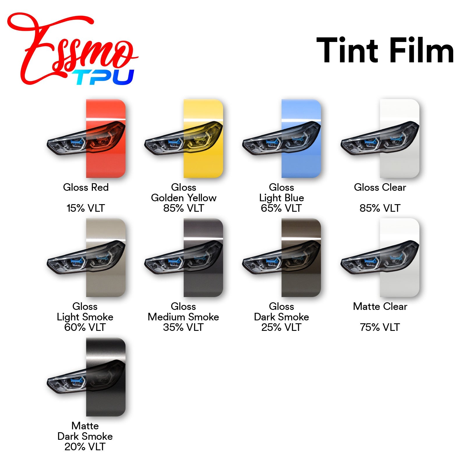 Tint TPU Gloss Dark PPF Headlight Tint Film – EzAuto Wrap