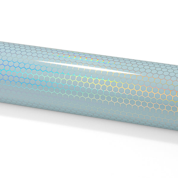 Hex Holographic Light Blue Rainbow Vinyl Wrap