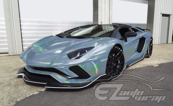 Hex Holographic Porcelain Blue Rainbow Vinyl Wrap