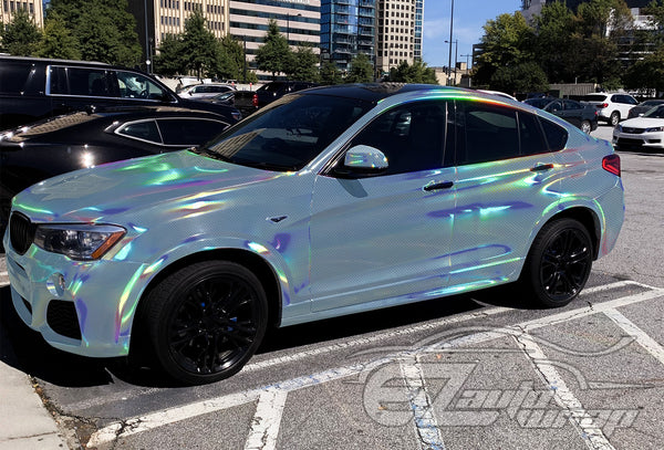 Hex Holographic Porcelain Blue Rainbow Vinyl Wrap