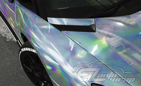 Hex Holographic Porcelain Blue Rainbow Vinyl Wrap