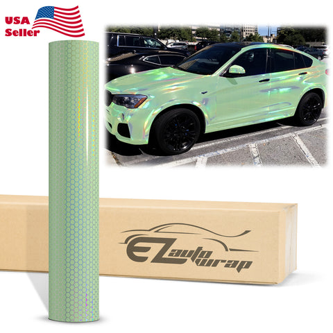 Hex Holographic Matcha Green Rainbow Vinyl Wrap