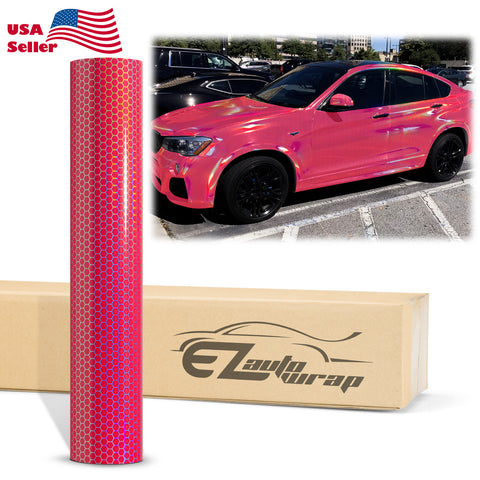 Hex Holographic Rose Red Rainbow Vinyl Wrap