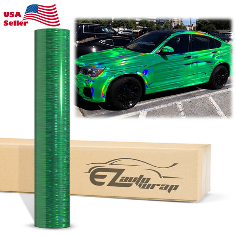 Holographic Brushed Aluminum Emerald Green Rainbow Vinyl Wrap