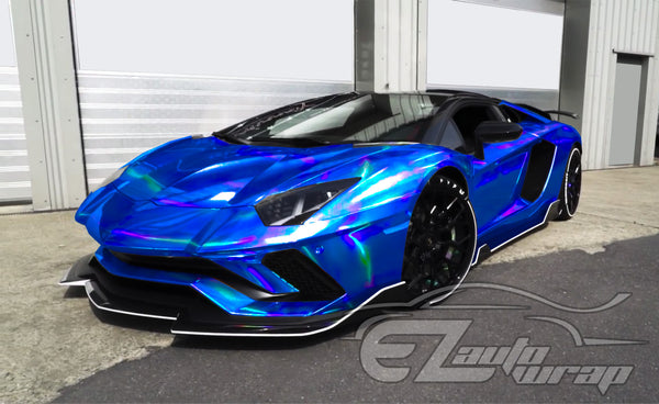 Holographic Blue Rainbow Vinyl Wrap