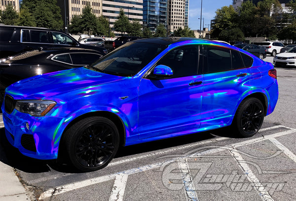 Holographic Blue Rainbow Vinyl Wrap