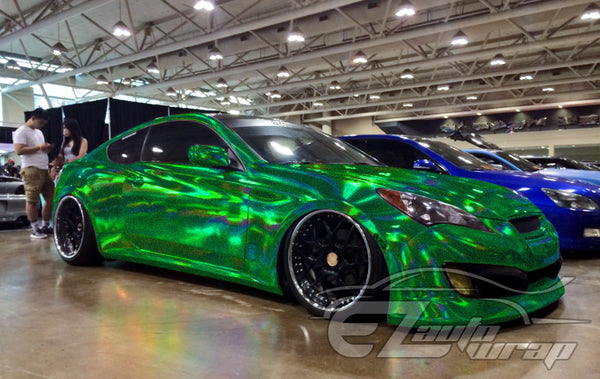 Holographic Glitter Emerald Green Rainbow Vinyl Wrap