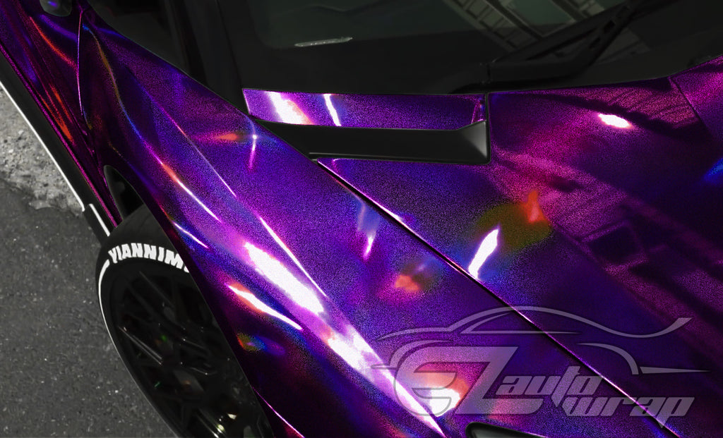 Holographic Glitter Purple Rainbow Vinyl Wrap β EzAuto Wrap