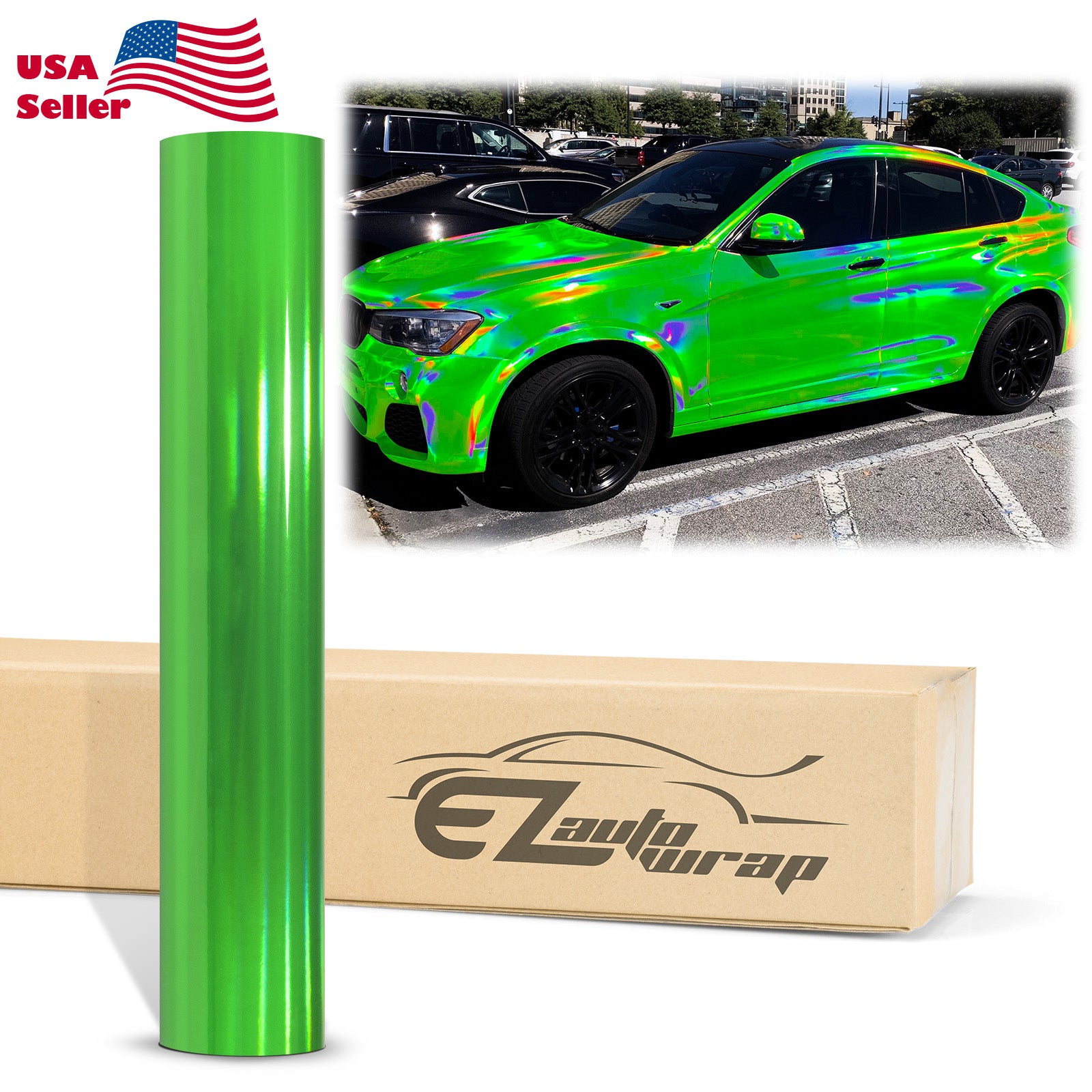Holographic Green Rainbow Vinyl Wrap