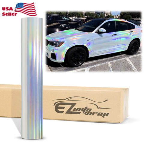 Holographic Silver Rainbow Vinyl Wrap