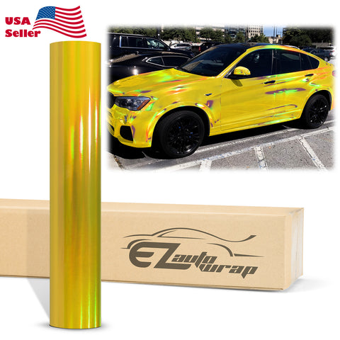 Holographic Yellow Rainbow Vinyl Wrap