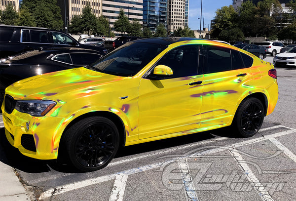 Holographic Yellow Rainbow Vinyl Wrap