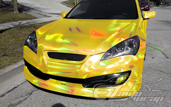 Holographic Yellow Rainbow Vinyl Wrap