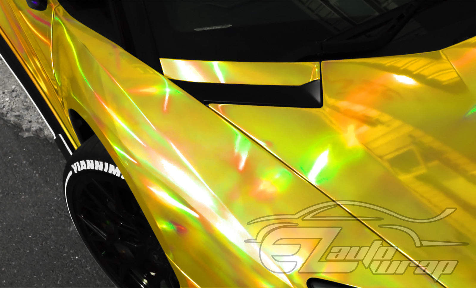 Amazon.com: Holographic Yellow Rainbow Chrome Vinyl Wrap