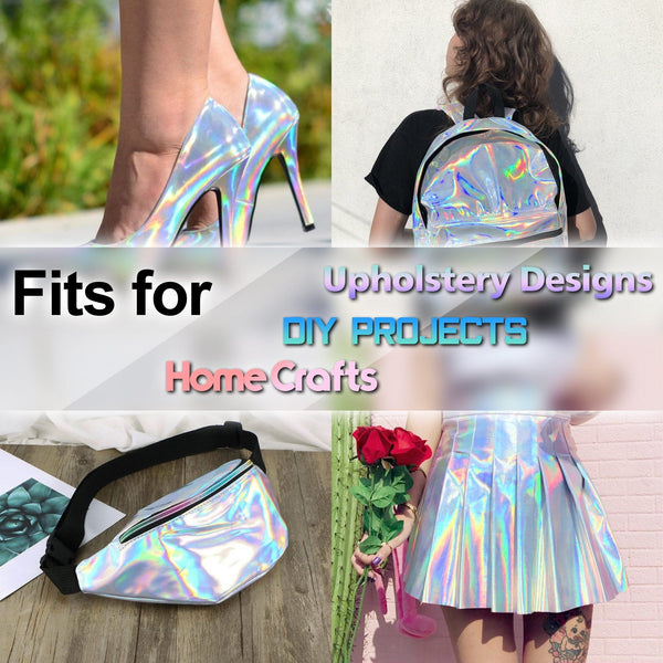 Fabric Holographic Silver Cloth Marine Vinyl 54" Wide Plain Weave PU Leather Upholstery