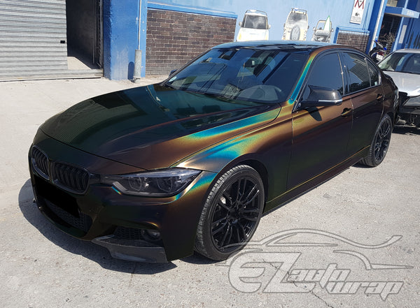 Laser Flip Gloss Black Metallic Psychedelic Rainbow Holographic Vinyl Wrap