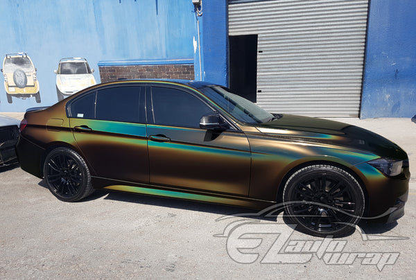 Laser Flip Gloss Black Metallic Psychedelic Rainbow Holographic Vinyl Wrap