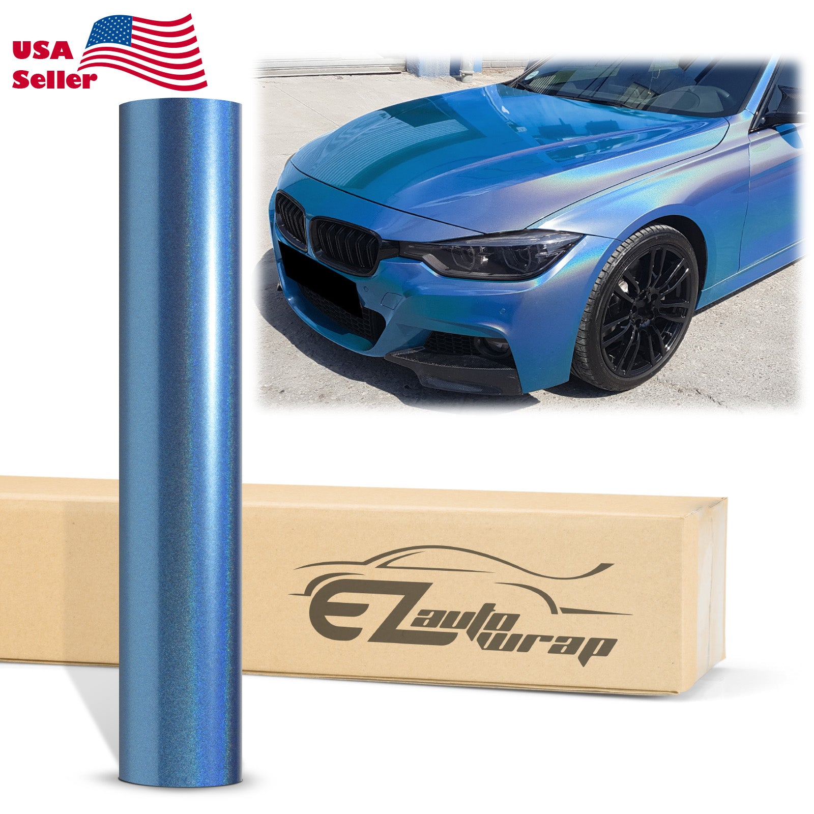 Laser Flip Gloss Blue Metallic Psychedelic Rainbow Holographic Vinyl Wrap