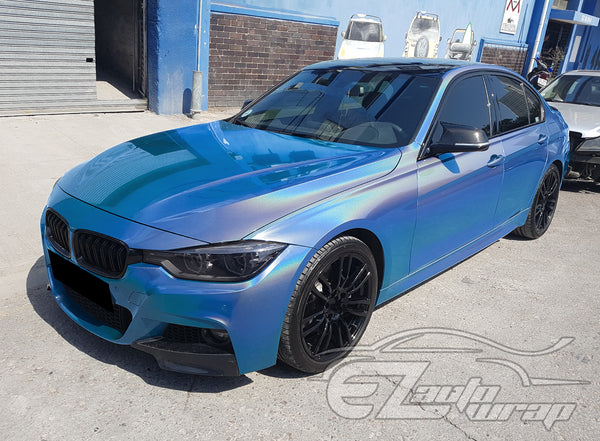 Laser Flip Gloss Blue Metallic Psychedelic Rainbow Holographic Vinyl Wrap