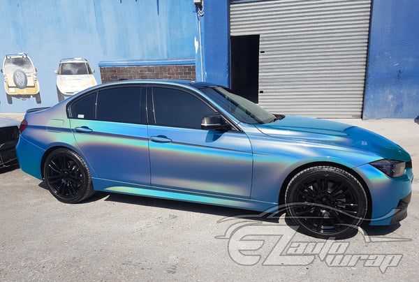 Laser Flip Gloss Blue Metallic Psychedelic Rainbow Holographic Vinyl Wrap