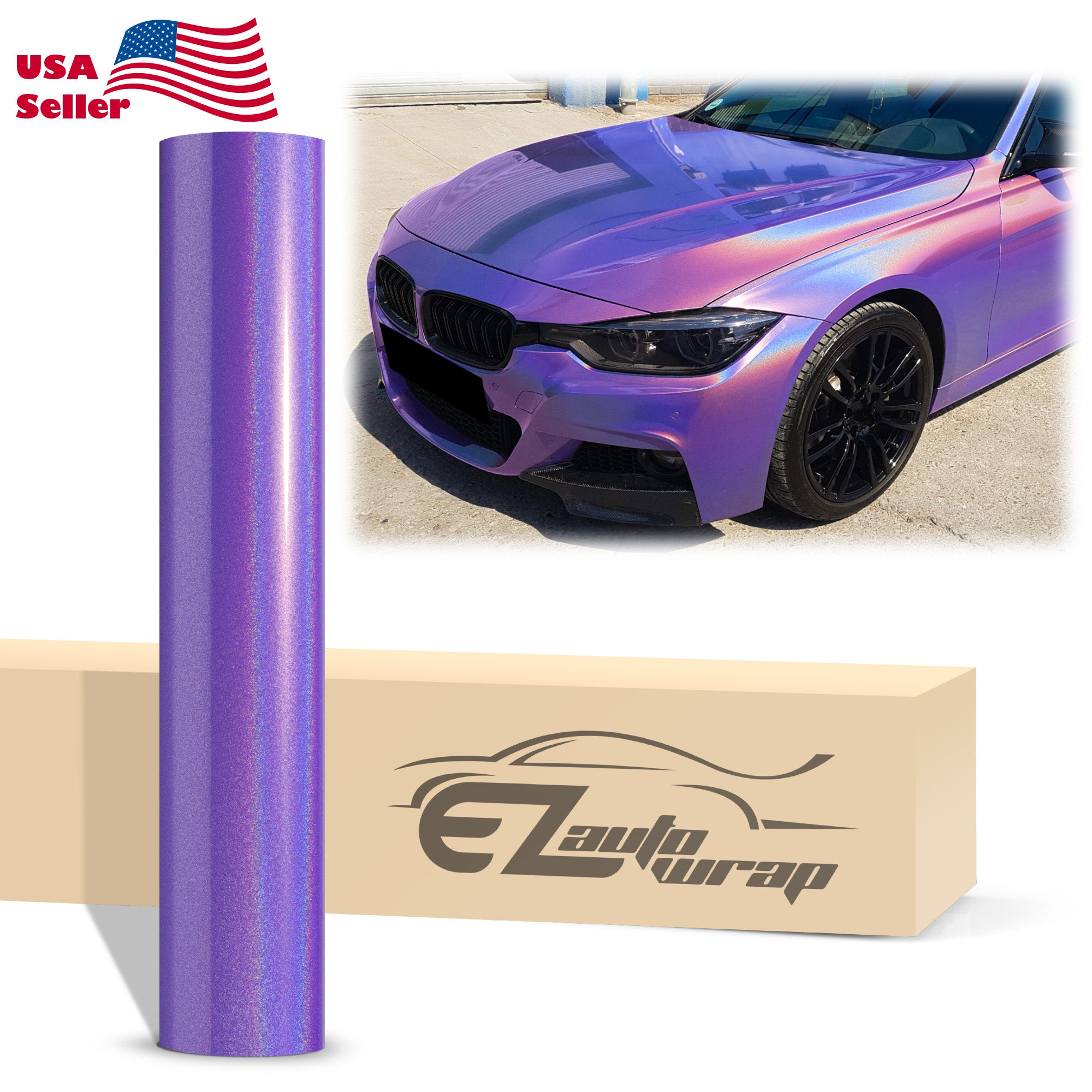 Laser Flip Gloss Lavender Purple Metallic Psychedelic Rainbow Holographic Vinyl Wrap
