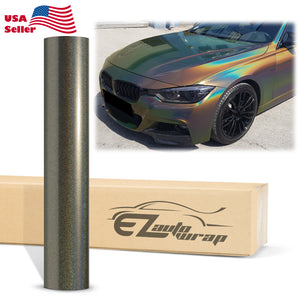 Laser Flip Gloss Gray Metallic Psychedelic Rainbow Holographic Vinyl Wrap