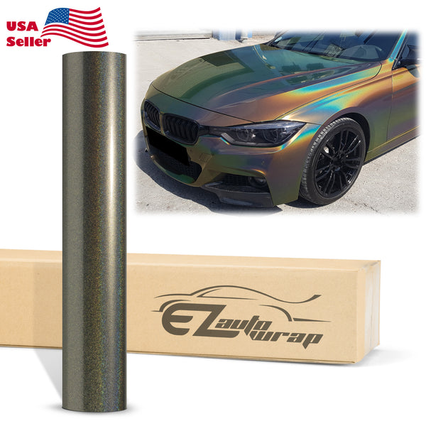Laser Flip Gloss Gray Metallic Psychedelic Rainbow Holographic Vinyl Wrap