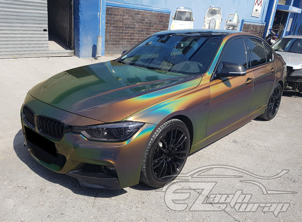 Laser Flip Gloss Gray Metallic Psychedelic Rainbow Holographic Vinyl Wrap