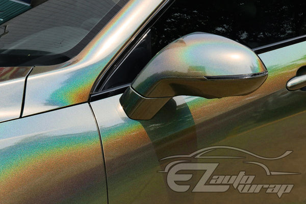 Laser Flip Gloss Gray Metallic Psychedelic Rainbow Holographic Vinyl Wrap