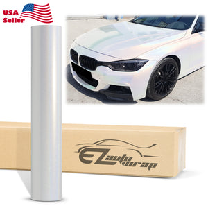Laser Flip Gloss White Metallic Psychedelic Rainbow Holographic Vinyl Wrap