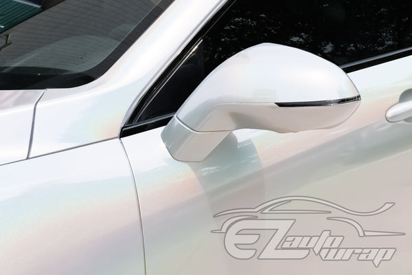 Laser Flip Gloss White Metallic Psychedelic Rainbow Holographic Vinyl Wrap