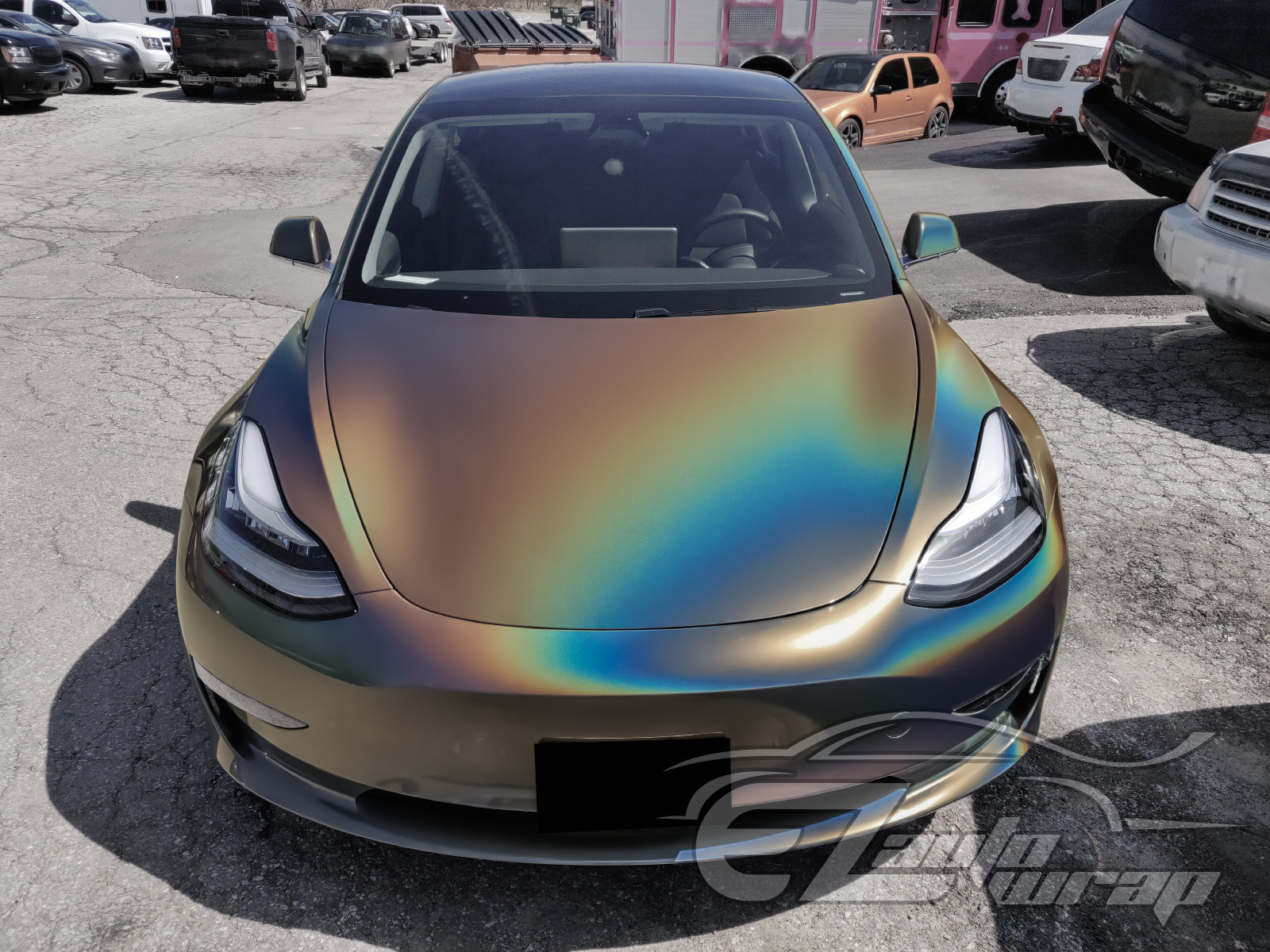 Laser Flip Satin Gray Metallic Psychedelic Holographic Vinyl