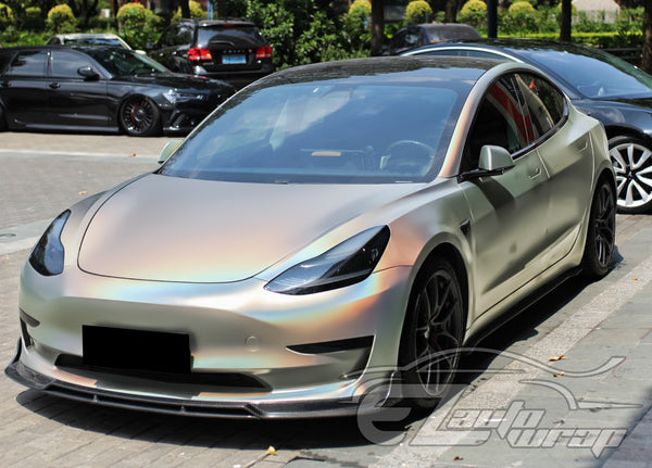 Laser Flip Satin Silver Metallic Psychedelic Holographic Vinyl Wrap