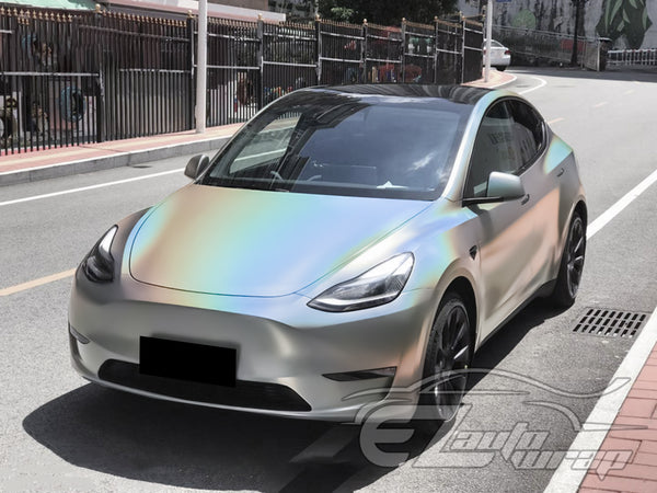 Laser Flip Satin Silver Metallic Psychedelic Holographic Vinyl Wrap
