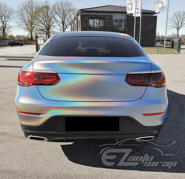 Laser Flip Satin Silver Metallic Psychedelic Holographic Vinyl Wrap